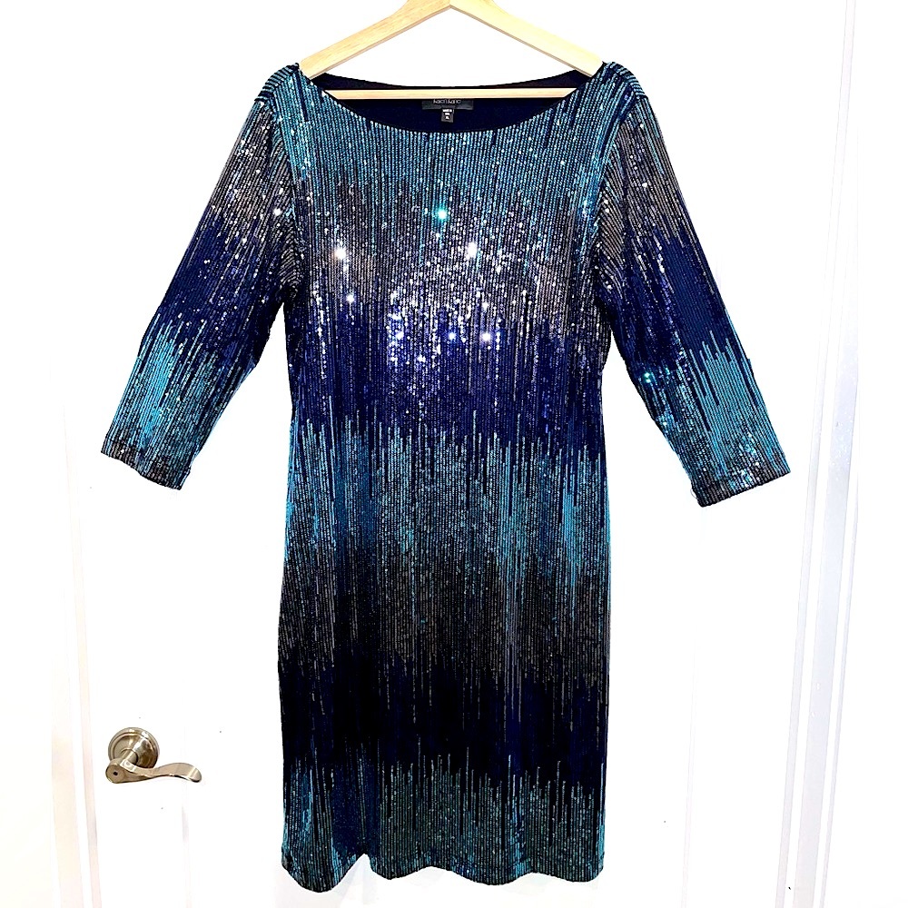 Karen Kane Blue Sequin Dress, Size XL
